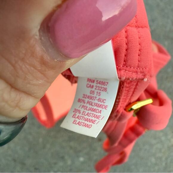 Victoria’s Secret 32DD Angel Convertible Bikini Swim Bra Top Coral Pink Push Up - Picture 5 of 6